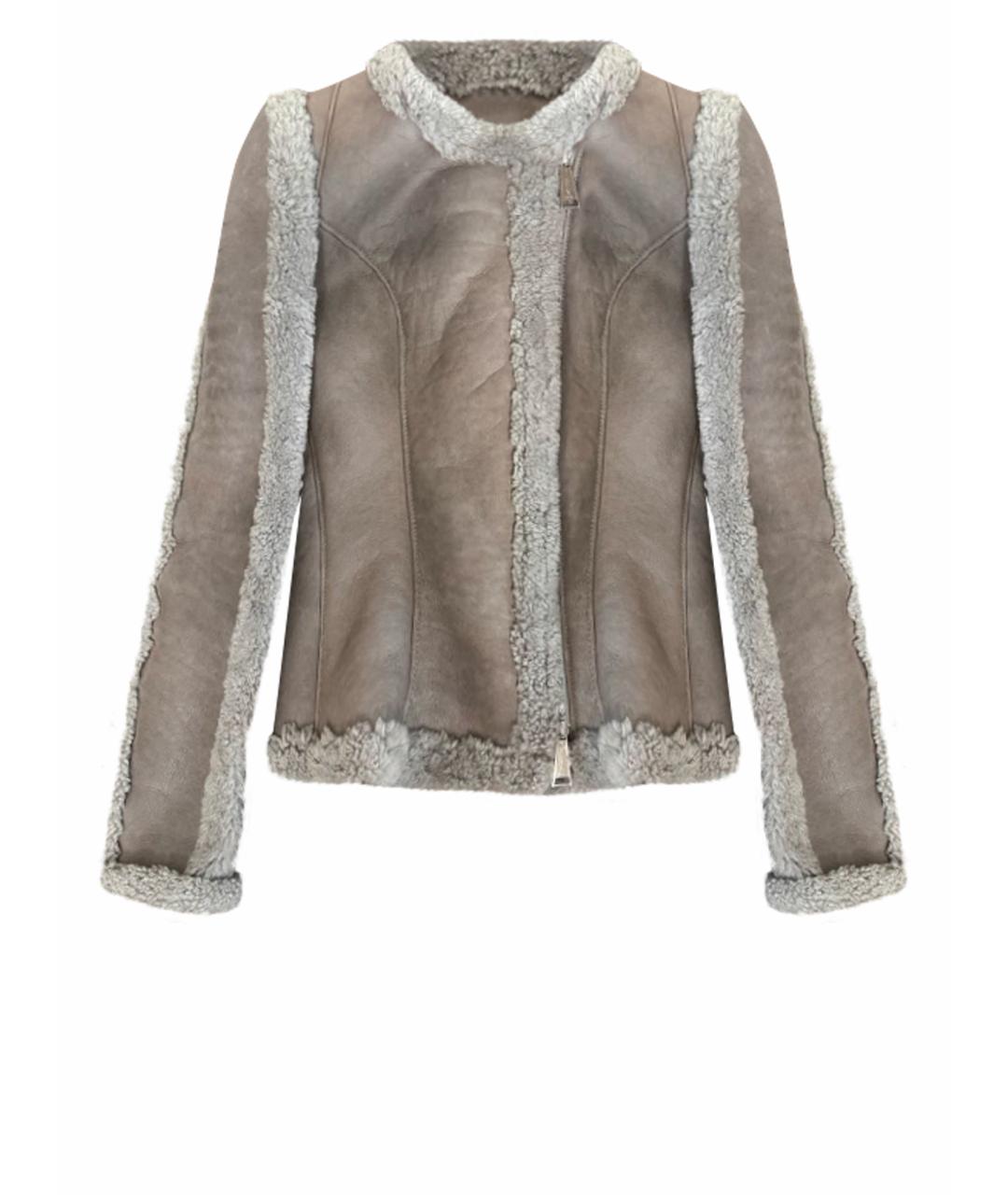 PHILIPP PLEIN Серая кожаная дубленка, фото 1