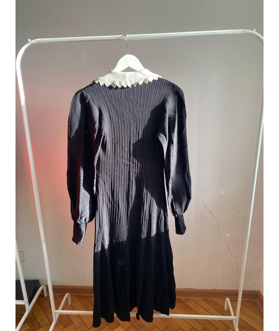 SANDRO Черное хлопковое повседневное платье, фото 3