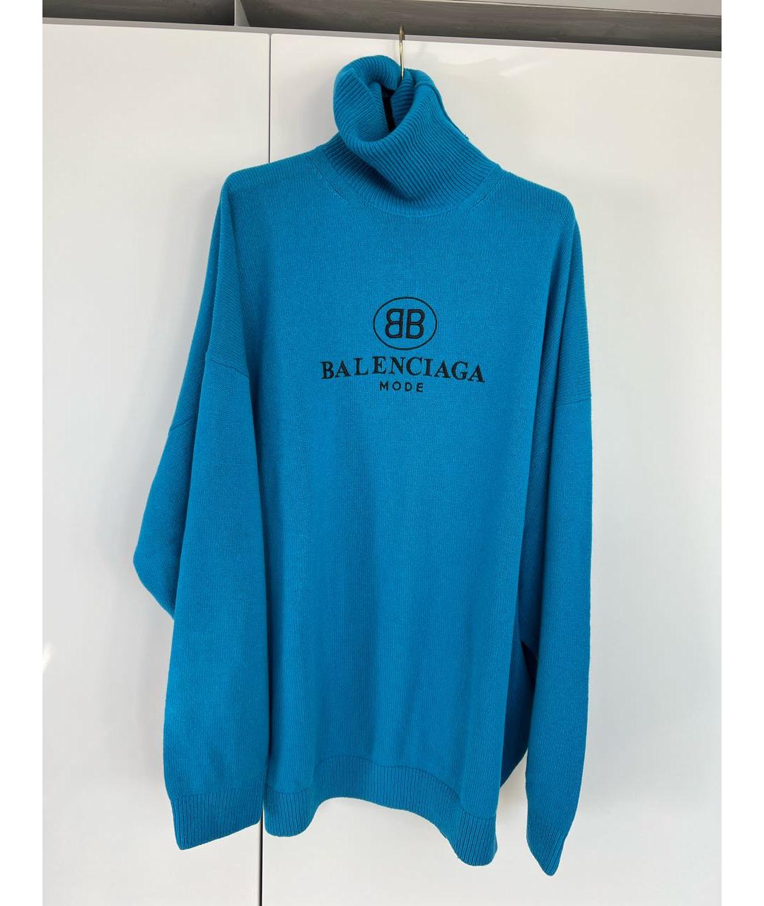 BALENCIAGA Бирюзовая шерстяная водолазка, фото 7