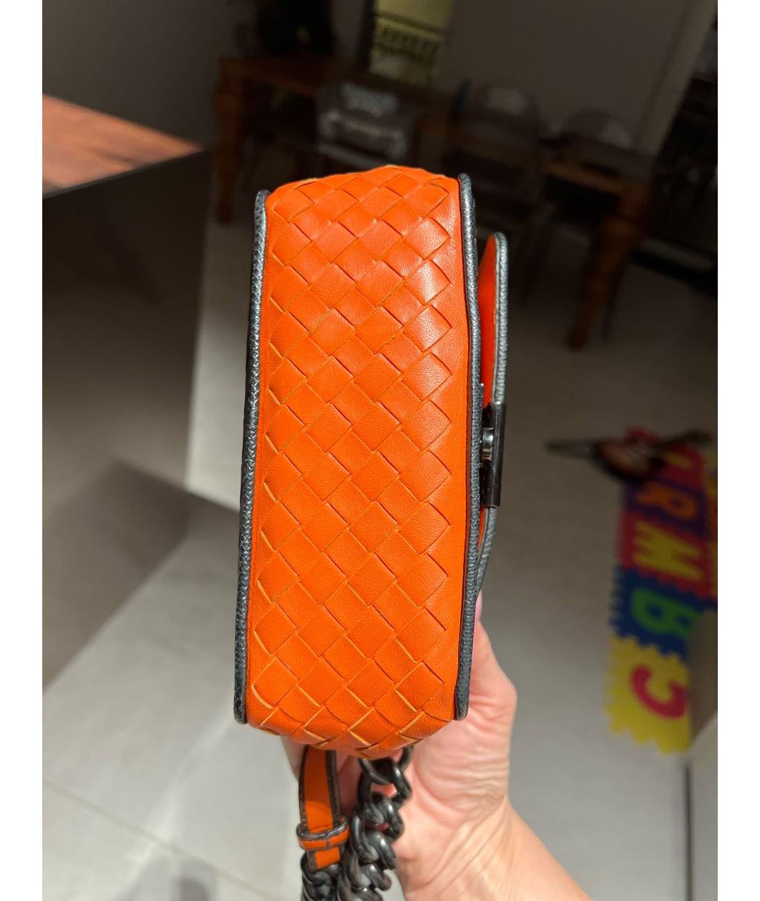 BOTTEGA VENETA Оранжевая кожаная сумка через плечо, фото 5
