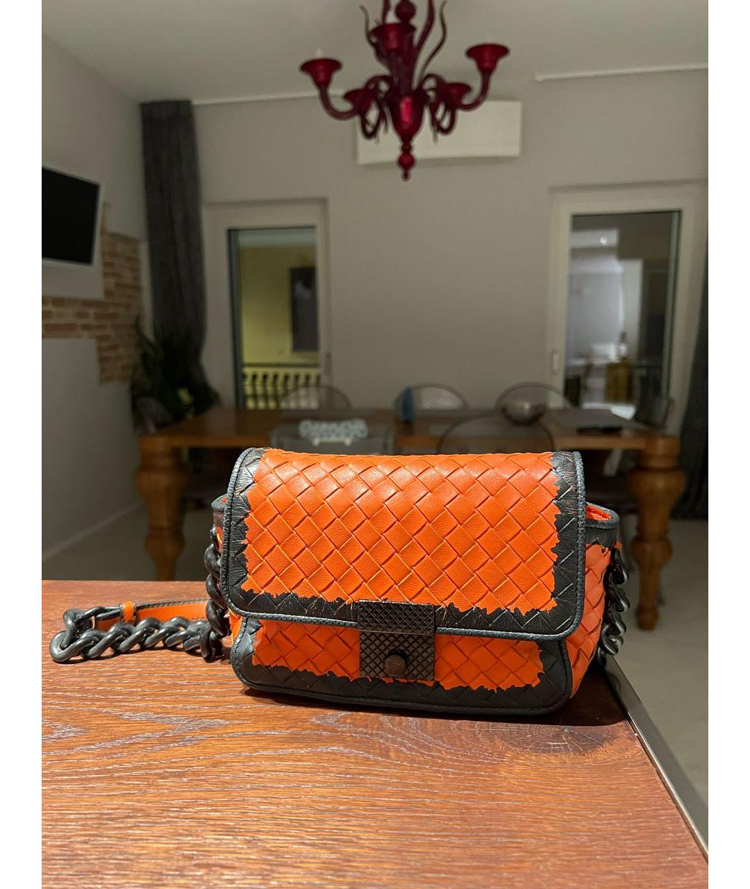 BOTTEGA VENETA Оранжевая кожаная сумка через плечо, фото 6