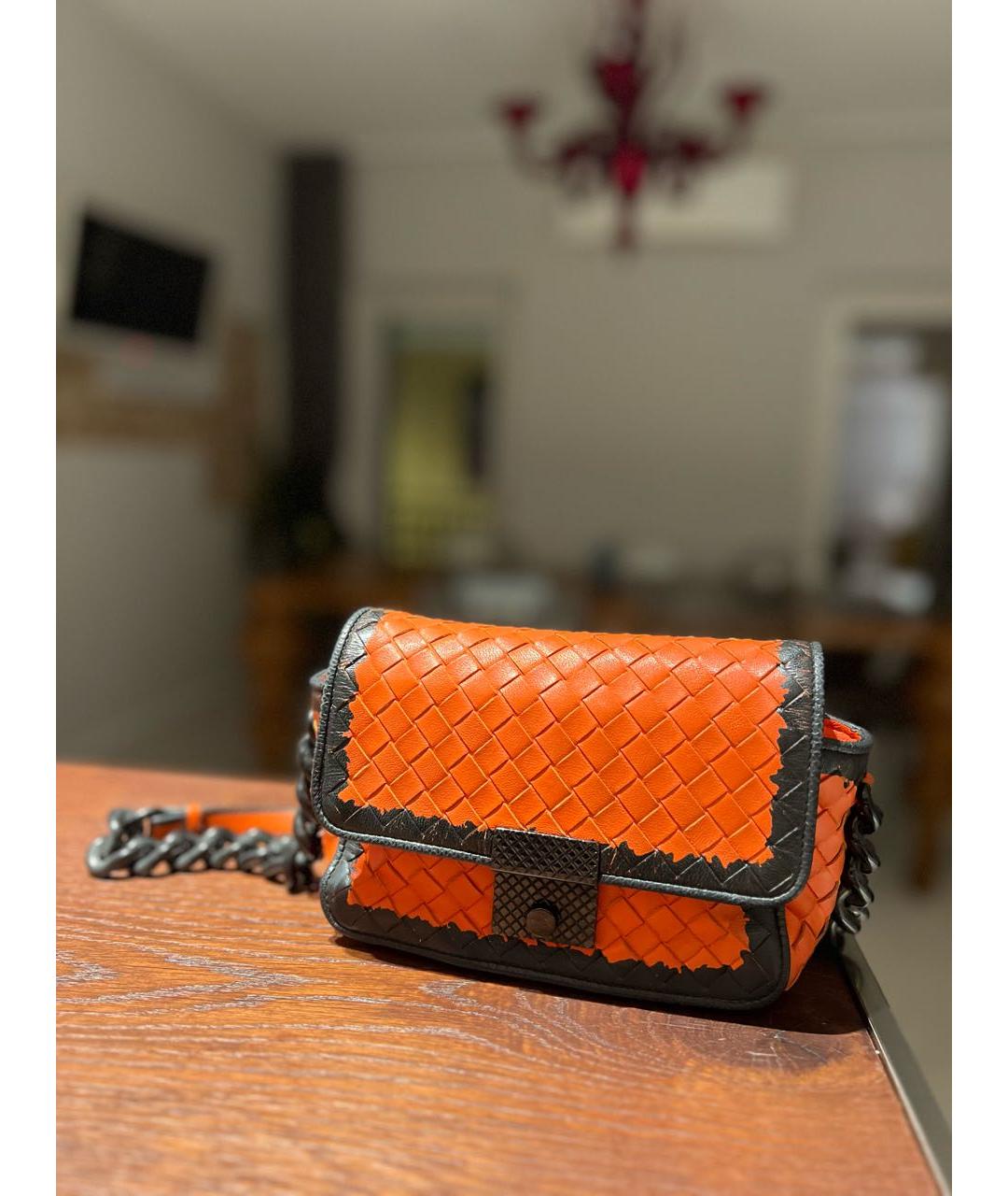 BOTTEGA VENETA Оранжевая кожаная сумка через плечо, фото 8
