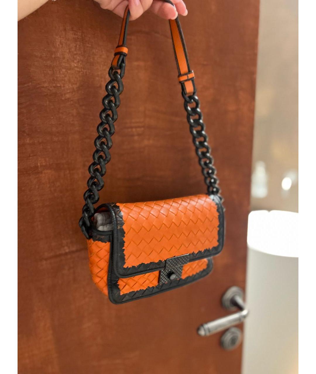 BOTTEGA VENETA Оранжевая кожаная сумка через плечо, фото 7