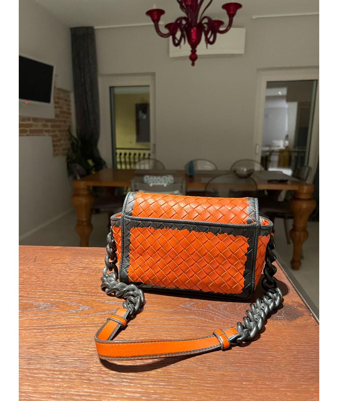 BOTTEGA VENETA Оранжевая кожаная сумка через плечо, фото 4