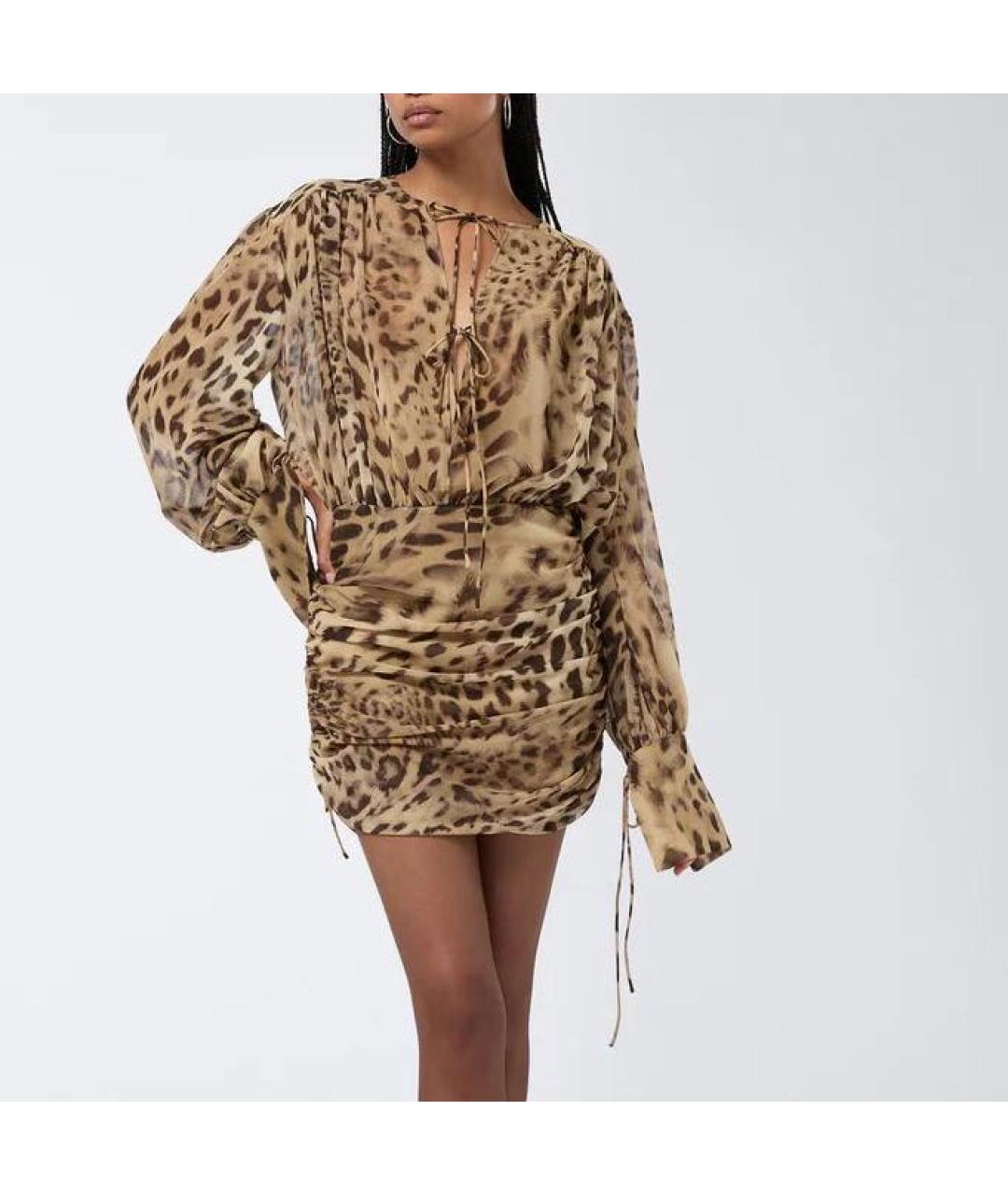 THE ANDAMANE Коричневое полиэстеровое коктейльное платье, фото 2