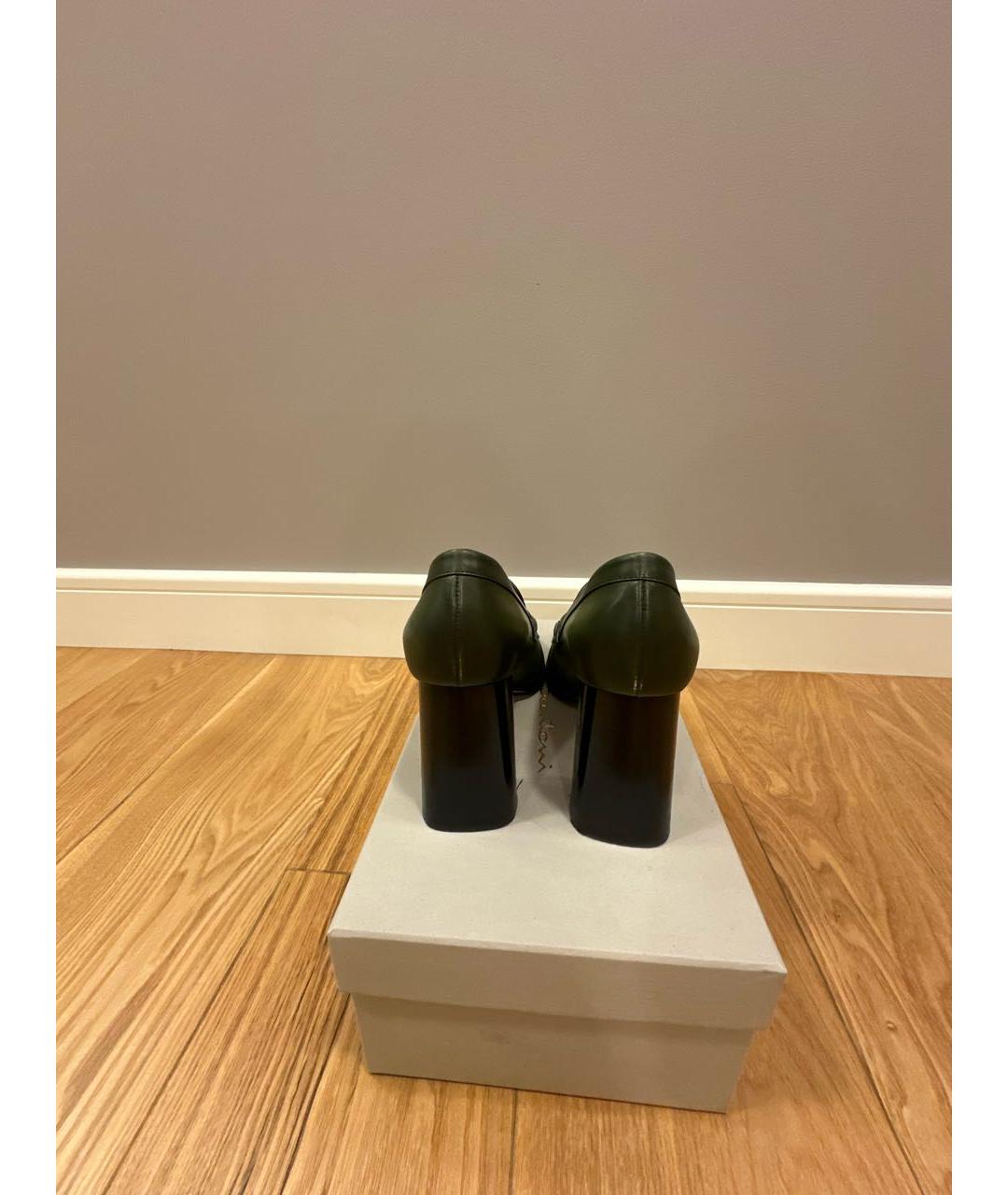 SANTONI Зеленые кожаные туфли, фото 3