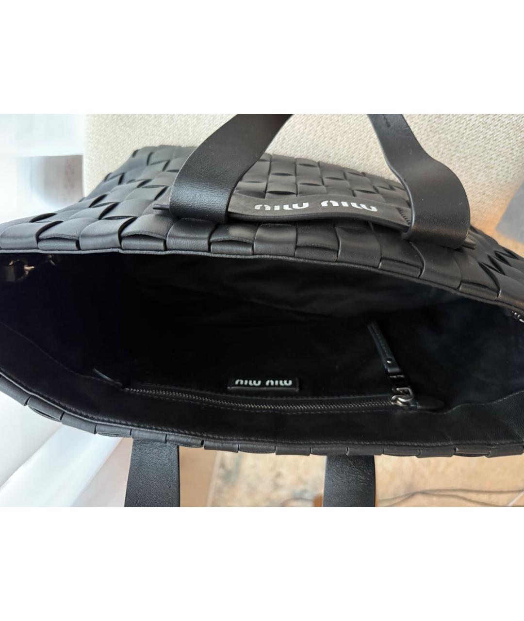 MIU MIU Черная кожаная сумка тоут, фото 4