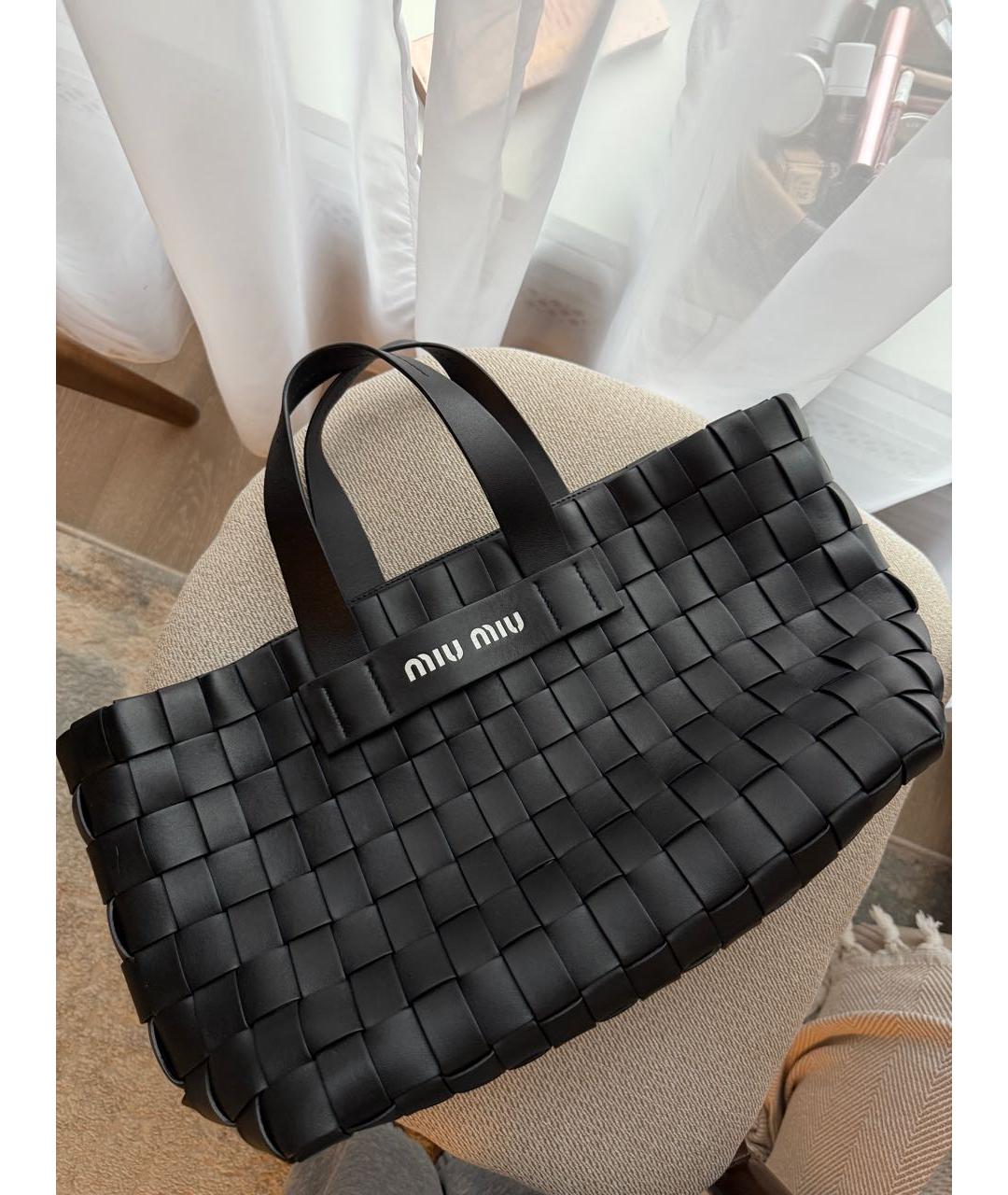 MIU MIU Черная кожаная сумка тоут, фото 7