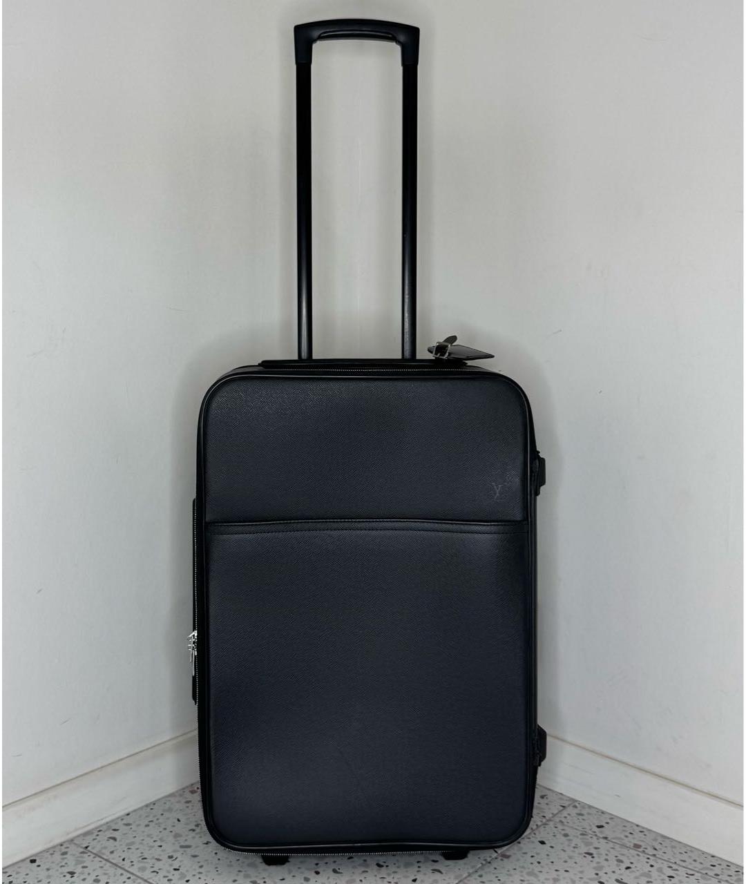 LOUIS VUITTON Черный кожаный чемодан, фото 9