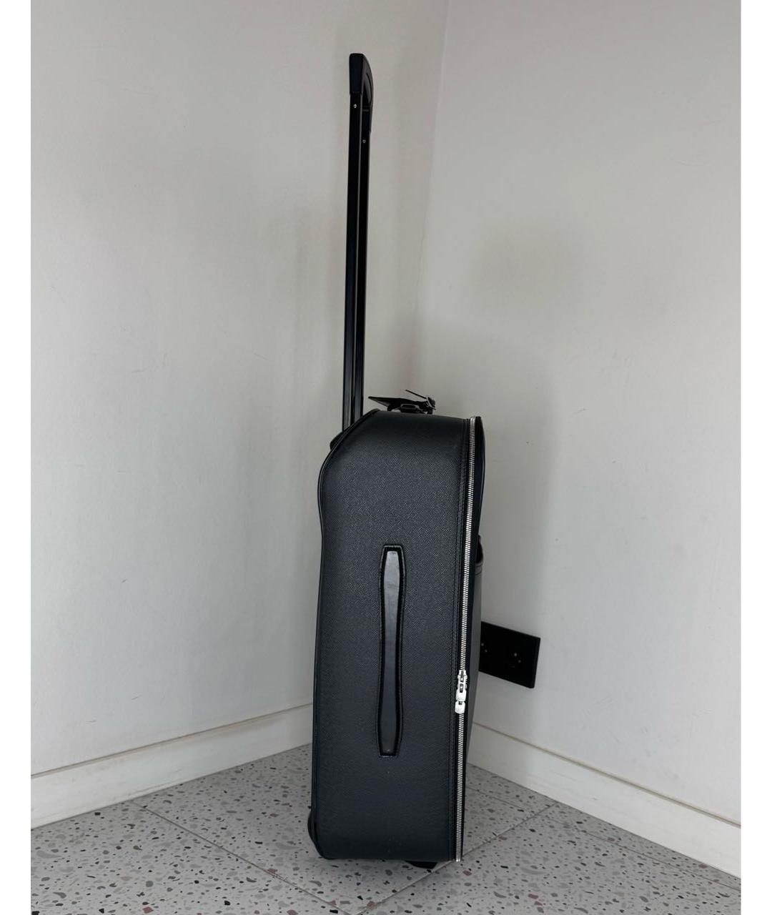 LOUIS VUITTON Черный кожаный чемодан, фото 2