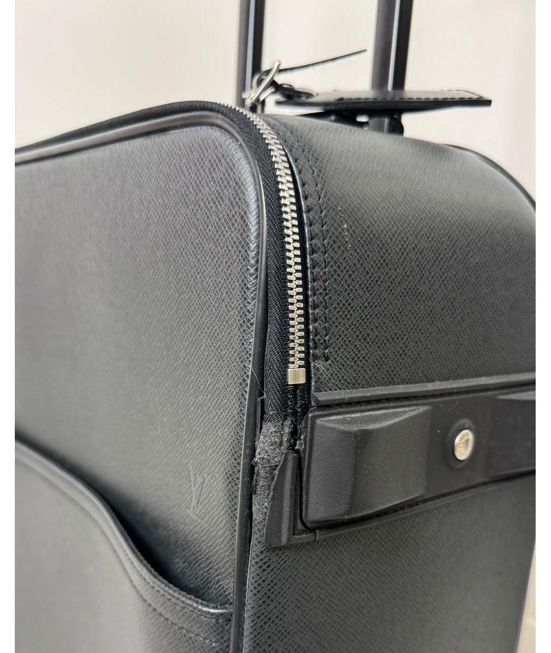 LOUIS VUITTON Черный кожаный чемодан, фото 6