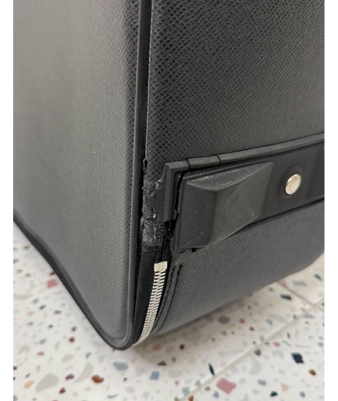 LOUIS VUITTON Черный кожаный чемодан, фото 5