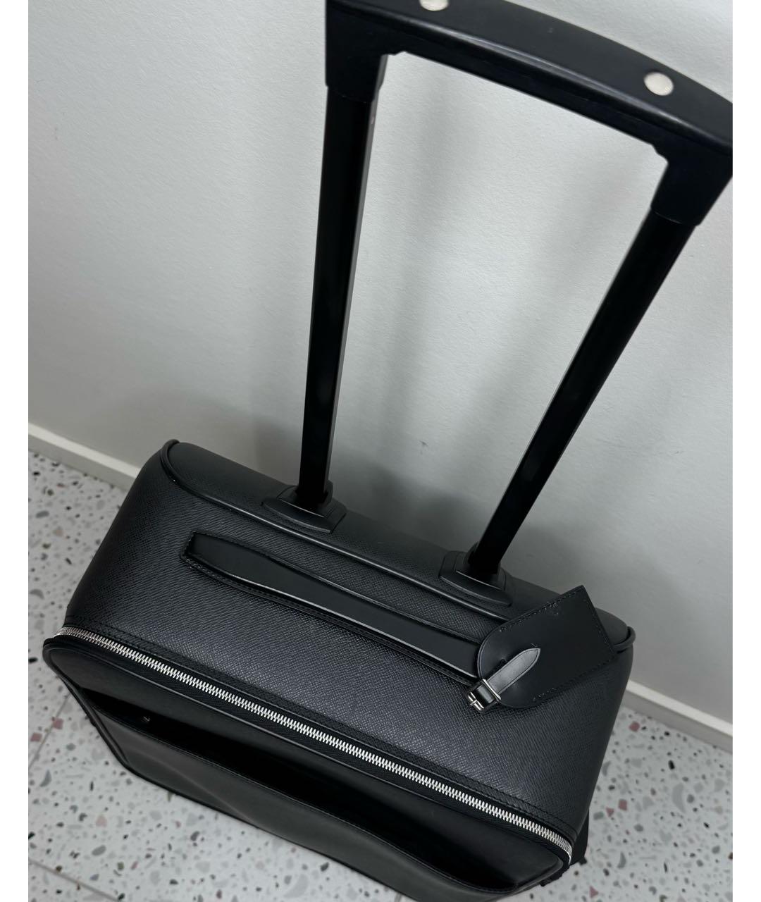 LOUIS VUITTON Черный кожаный чемодан, фото 3