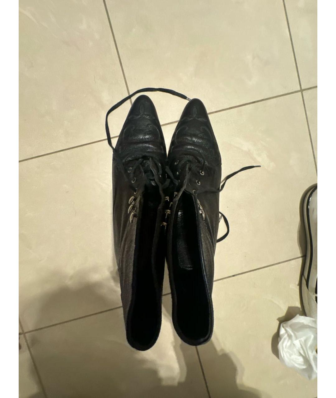 SAINT LAURENT Черные кожаные ботильоны, фото 3