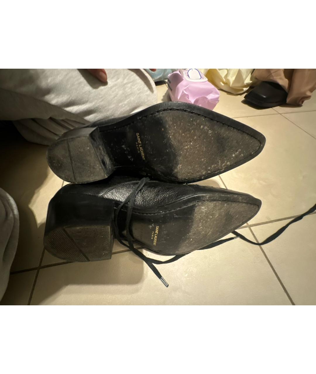 SAINT LAURENT Черные кожаные ботильоны, фото 6