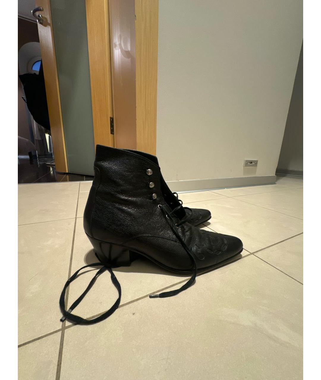 SAINT LAURENT Черные кожаные ботильоны, фото 7