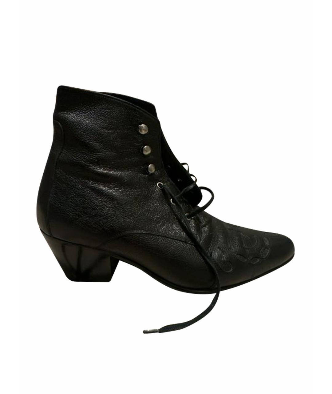 SAINT LAURENT Черные кожаные ботильоны, фото 1