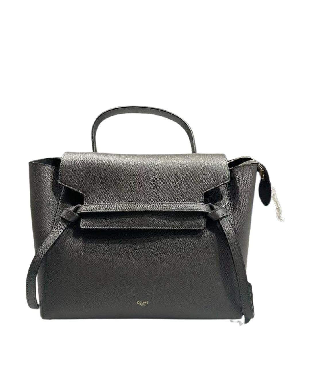 CELINE Антрацитовая кожаная сумка с короткими ручками, фото 1