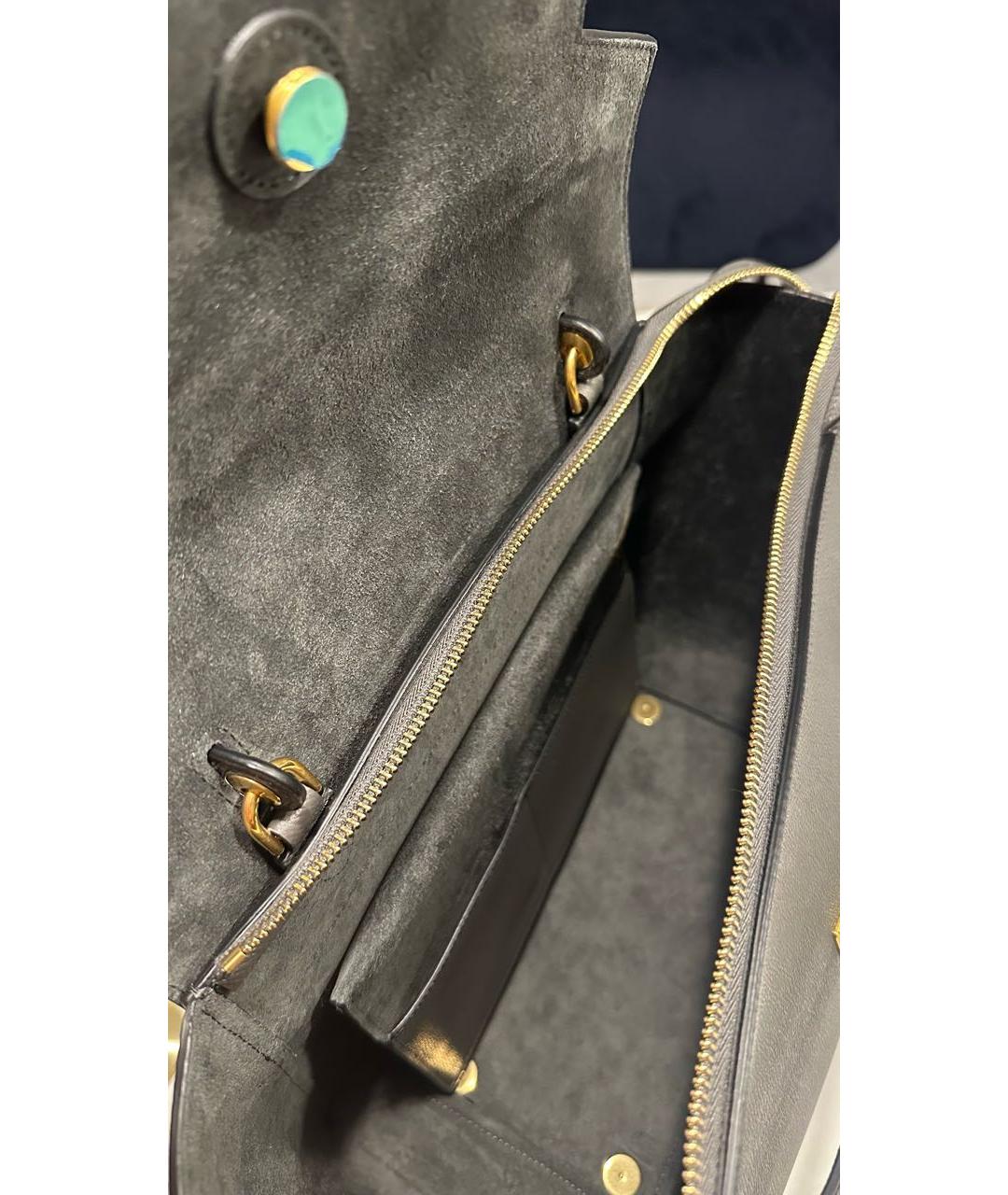 CELINE Антрацитовая кожаная сумка с короткими ручками, фото 4