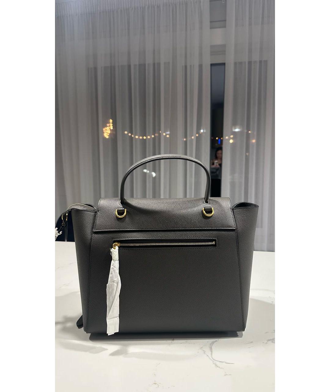 CELINE Антрацитовая кожаная сумка с короткими ручками, фото 3