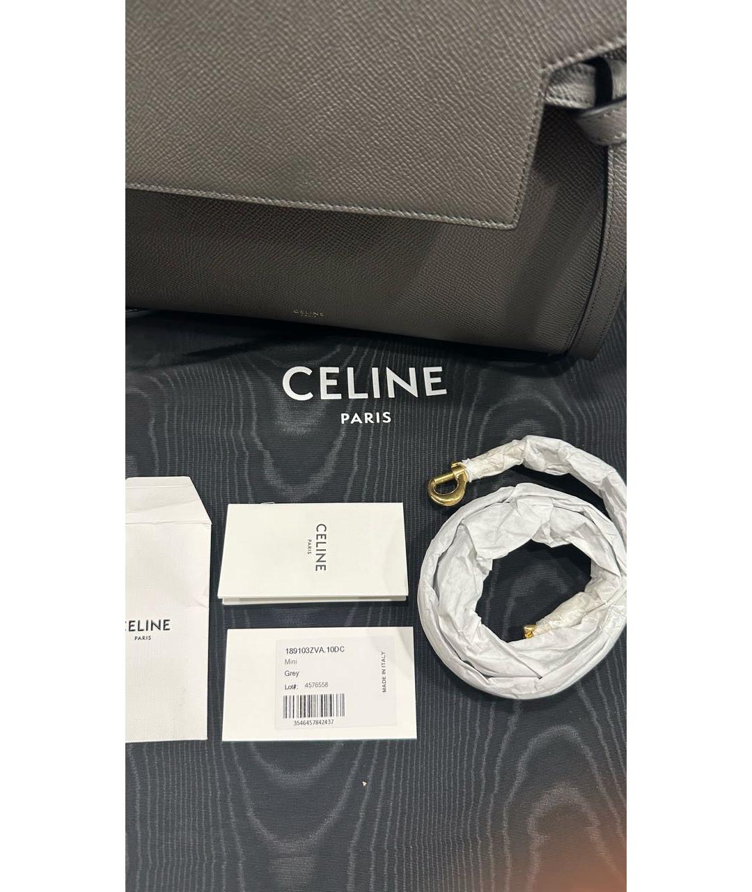 CELINE Антрацитовая кожаная сумка с короткими ручками, фото 7