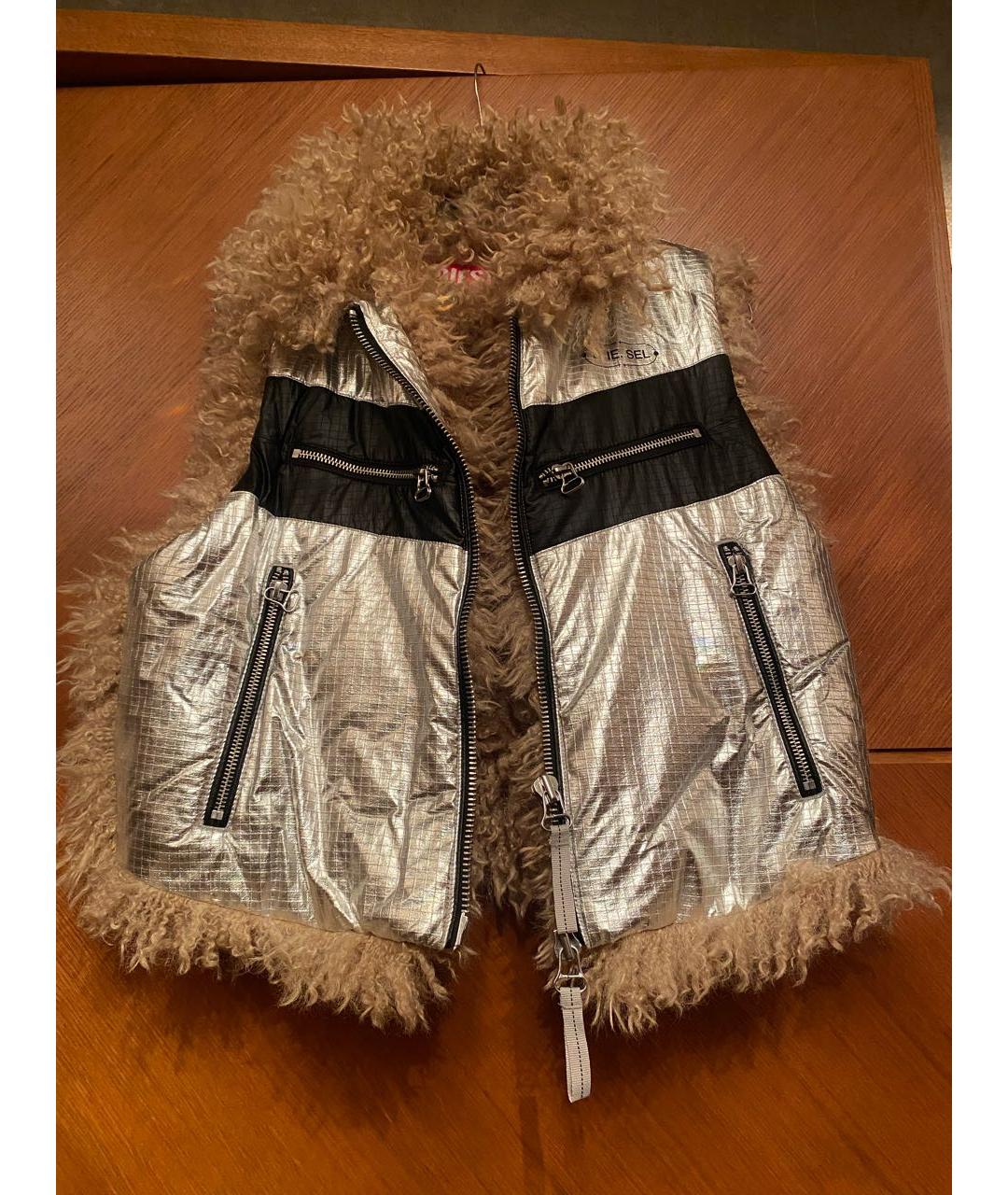 DIESEL Серебрянный полиэстеровый жилет, фото 6