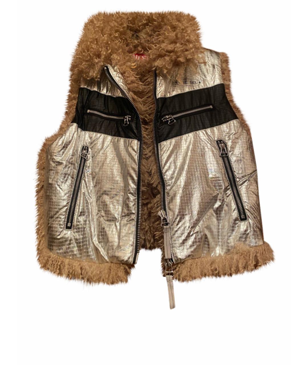 DIESEL Серебрянный полиэстеровый жилет, фото 1