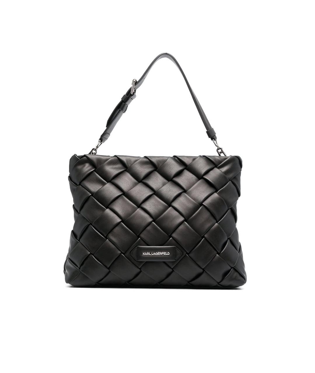 KARL LAGERFELD Черная кожаная сумка с короткими ручками, фото 6