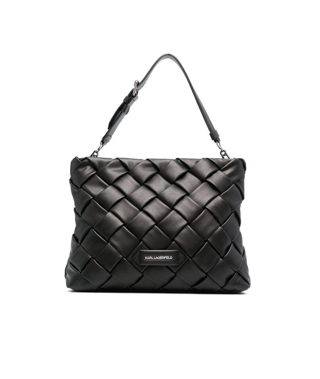 KARL LAGERFELD Черная кожаная сумка с короткими ручками, фото 1