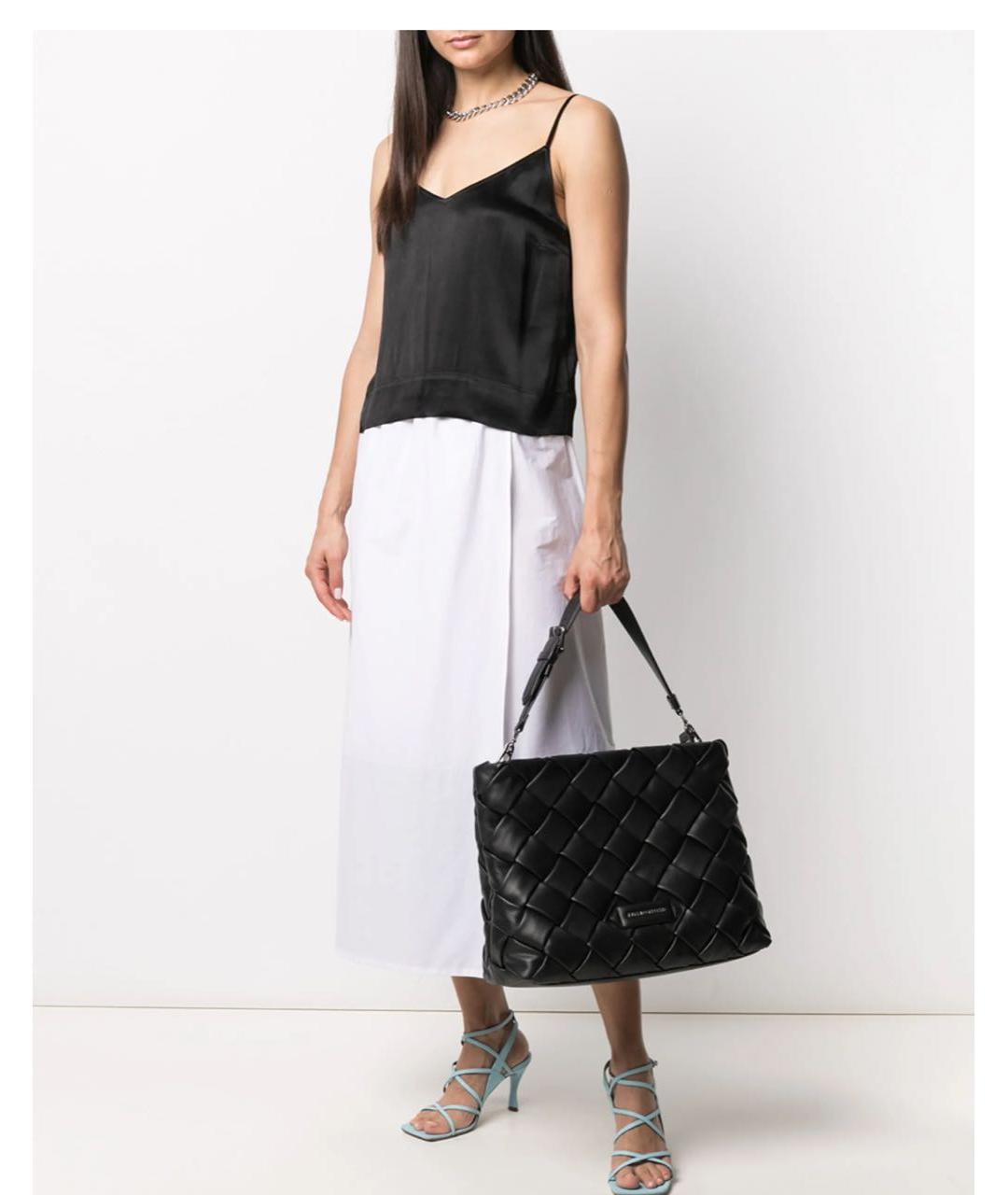 KARL LAGERFELD Черная кожаная сумка с короткими ручками, фото 5