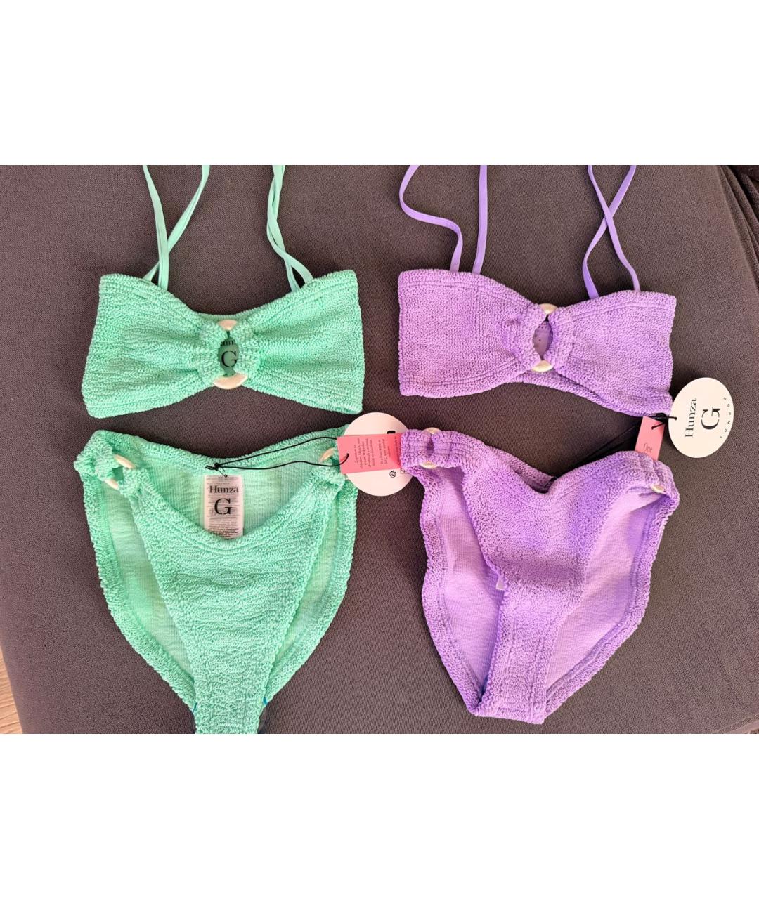 HUNZA G Бирюзовый полиамидовый купальник, фото 7