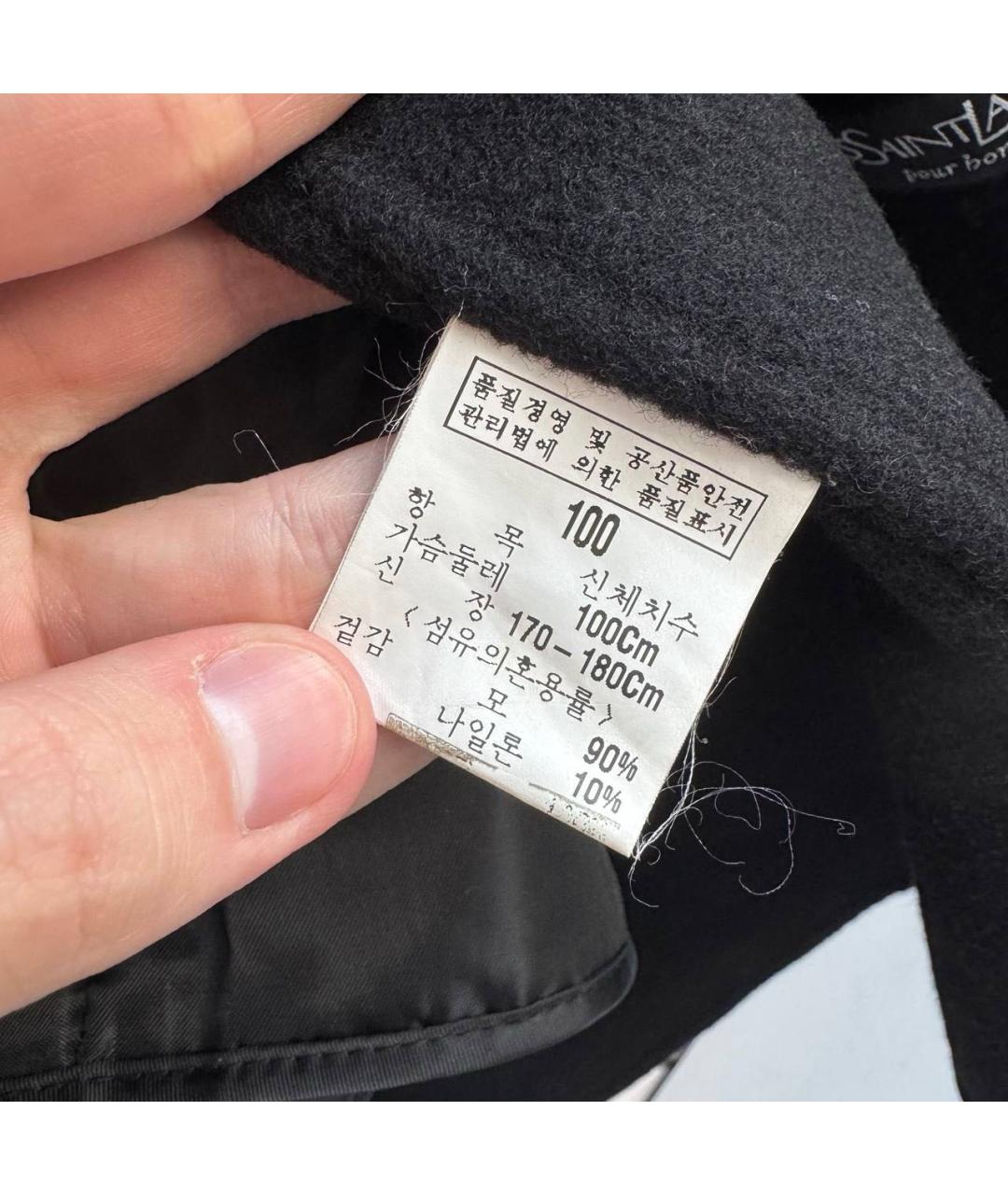 SAINT LAURENT Черное шерстяное пальто, фото 5