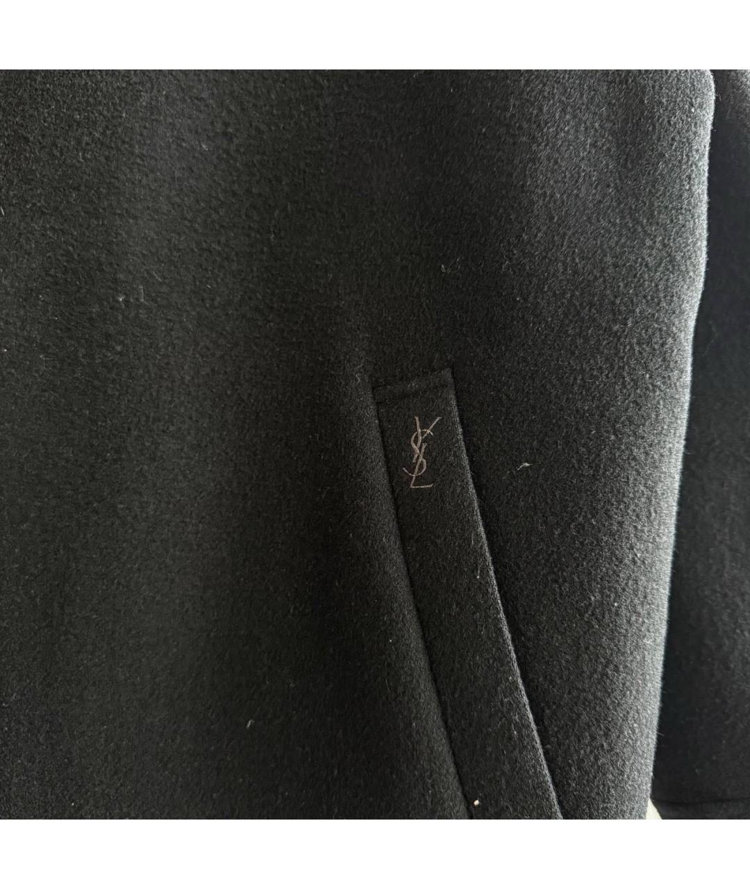SAINT LAURENT Черное шерстяное пальто, фото 4