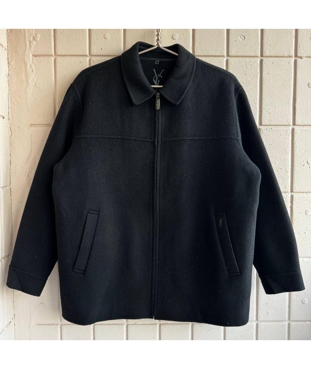 SAINT LAURENT Черное шерстяное пальто, фото 8
