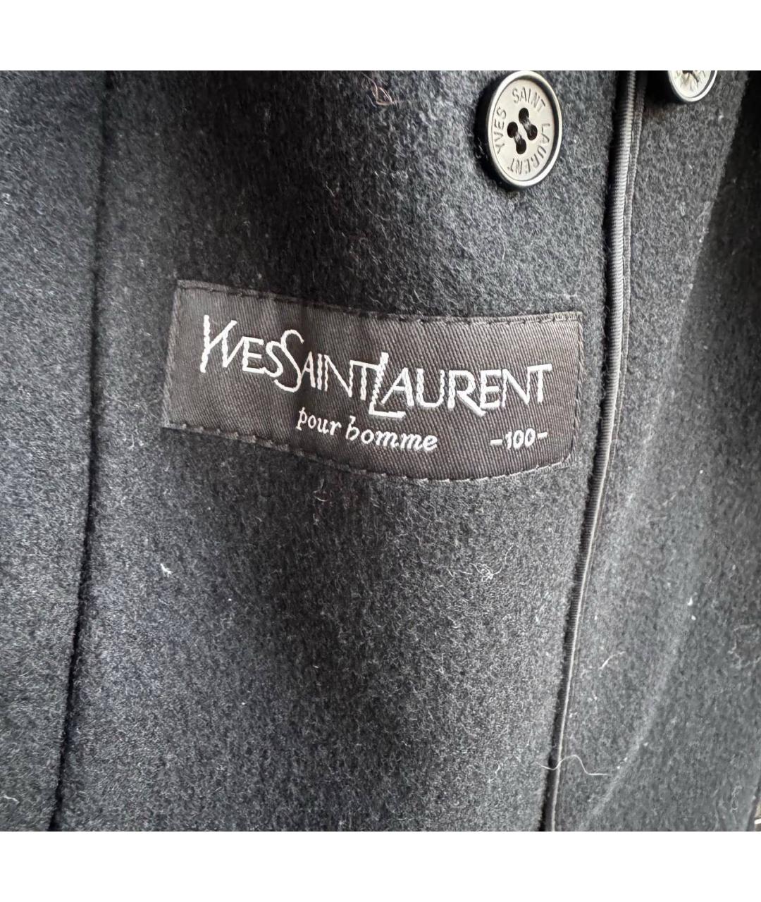 SAINT LAURENT Черное шерстяное пальто, фото 6