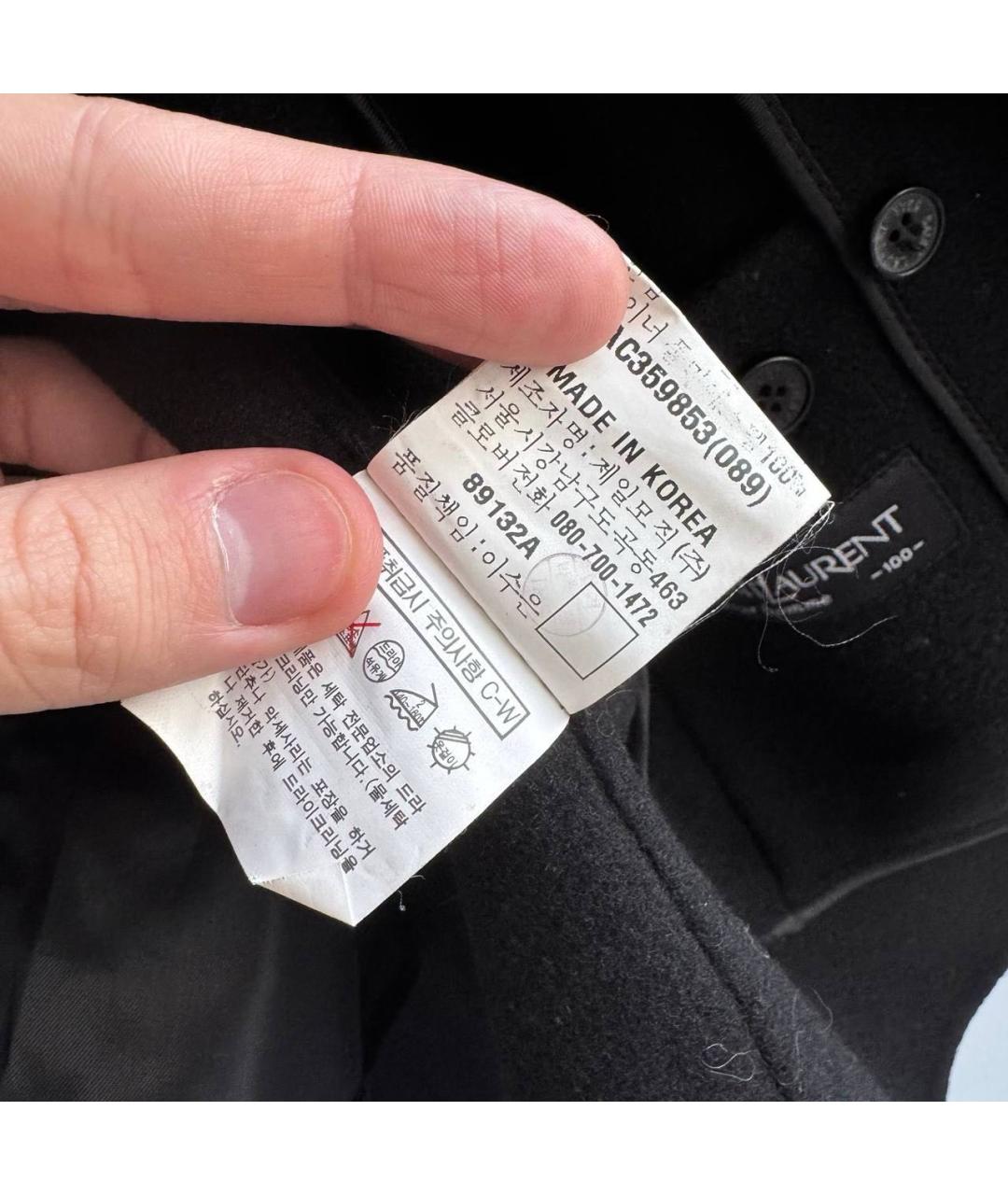 SAINT LAURENT Черное шерстяное пальто, фото 7