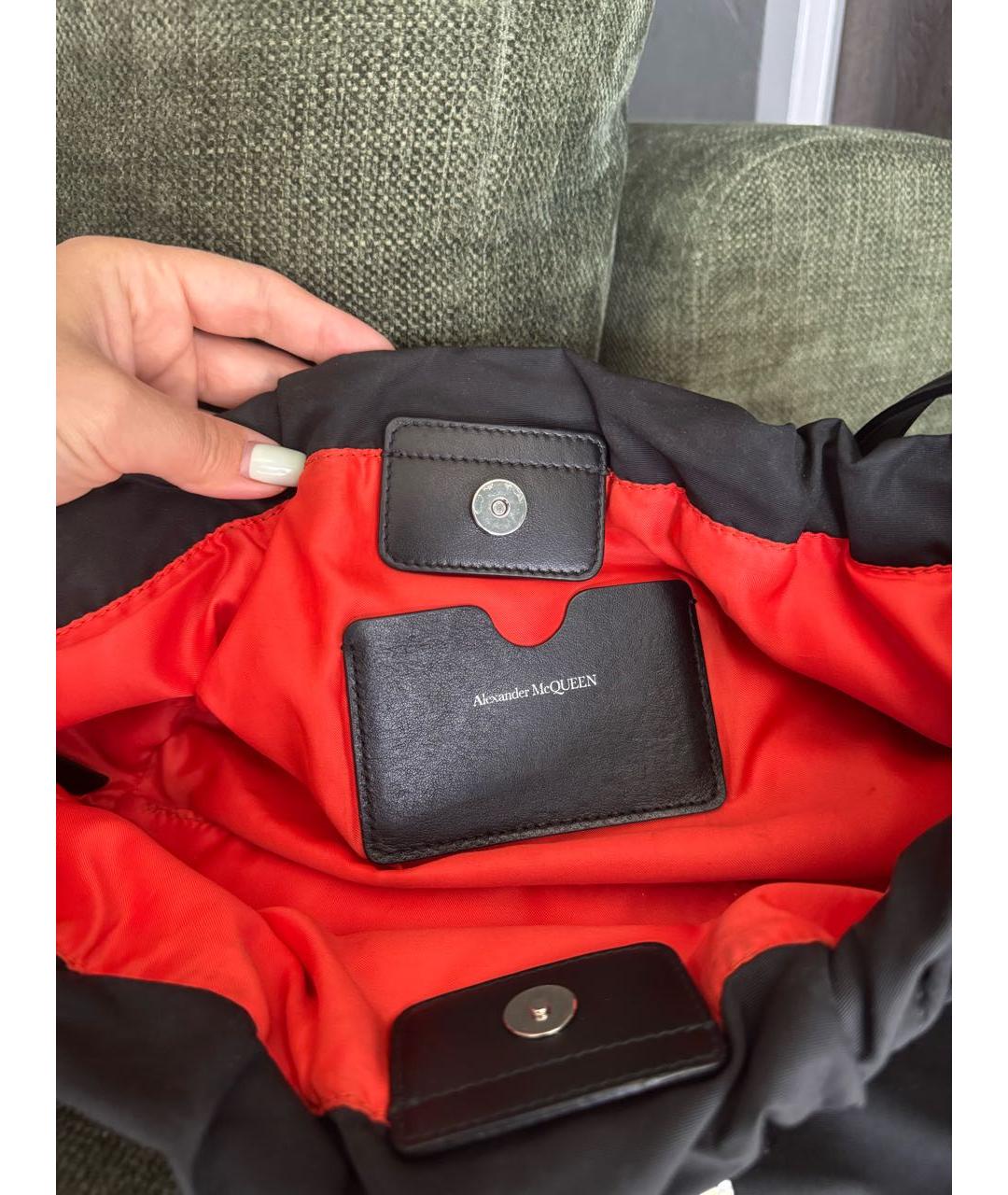 ALEXANDER MCQUEEN Черная тканевая сумка через плечо, фото 3