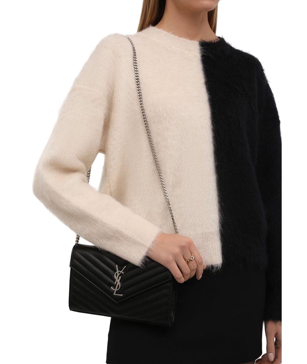 SAINT LAURENT Черная кожаная сумка через плечо, фото 2