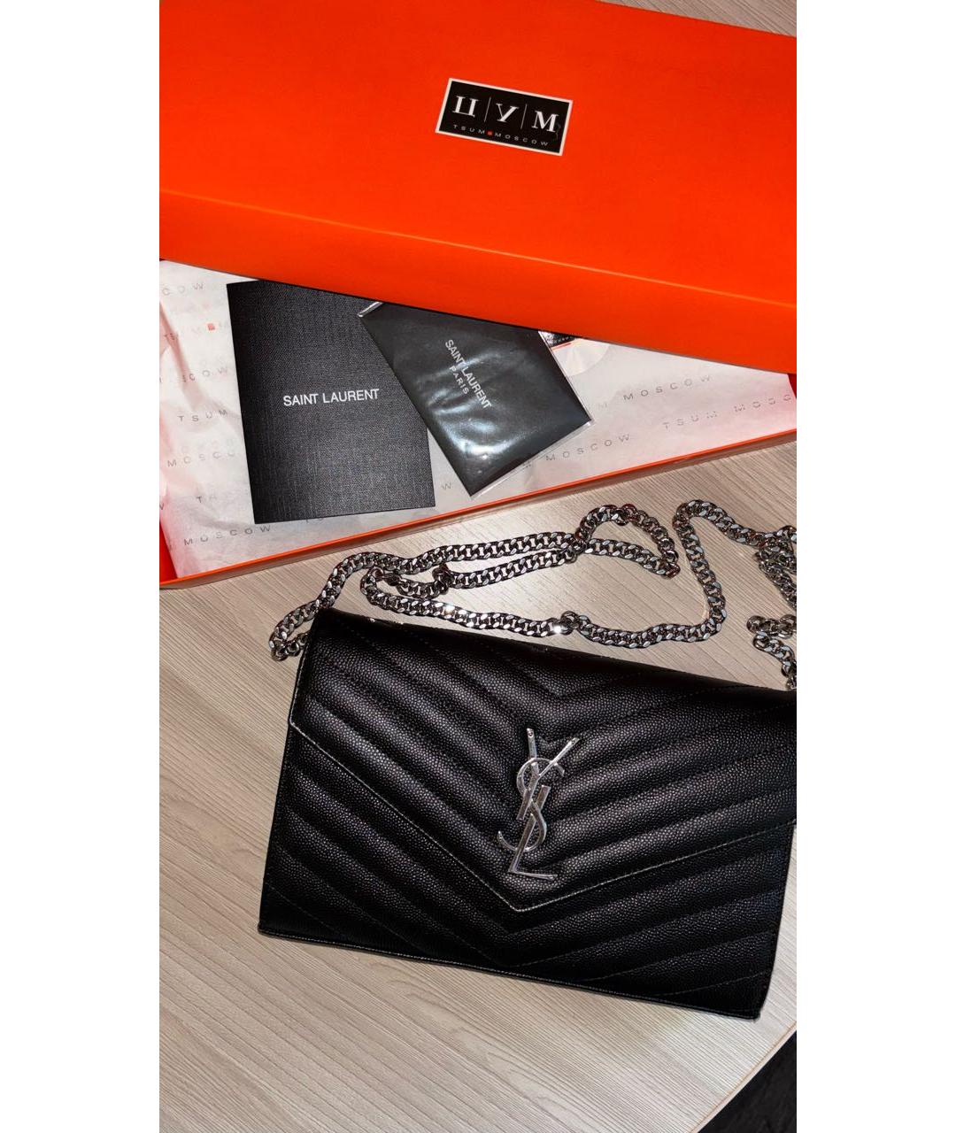 SAINT LAURENT Черная кожаная сумка через плечо, фото 4