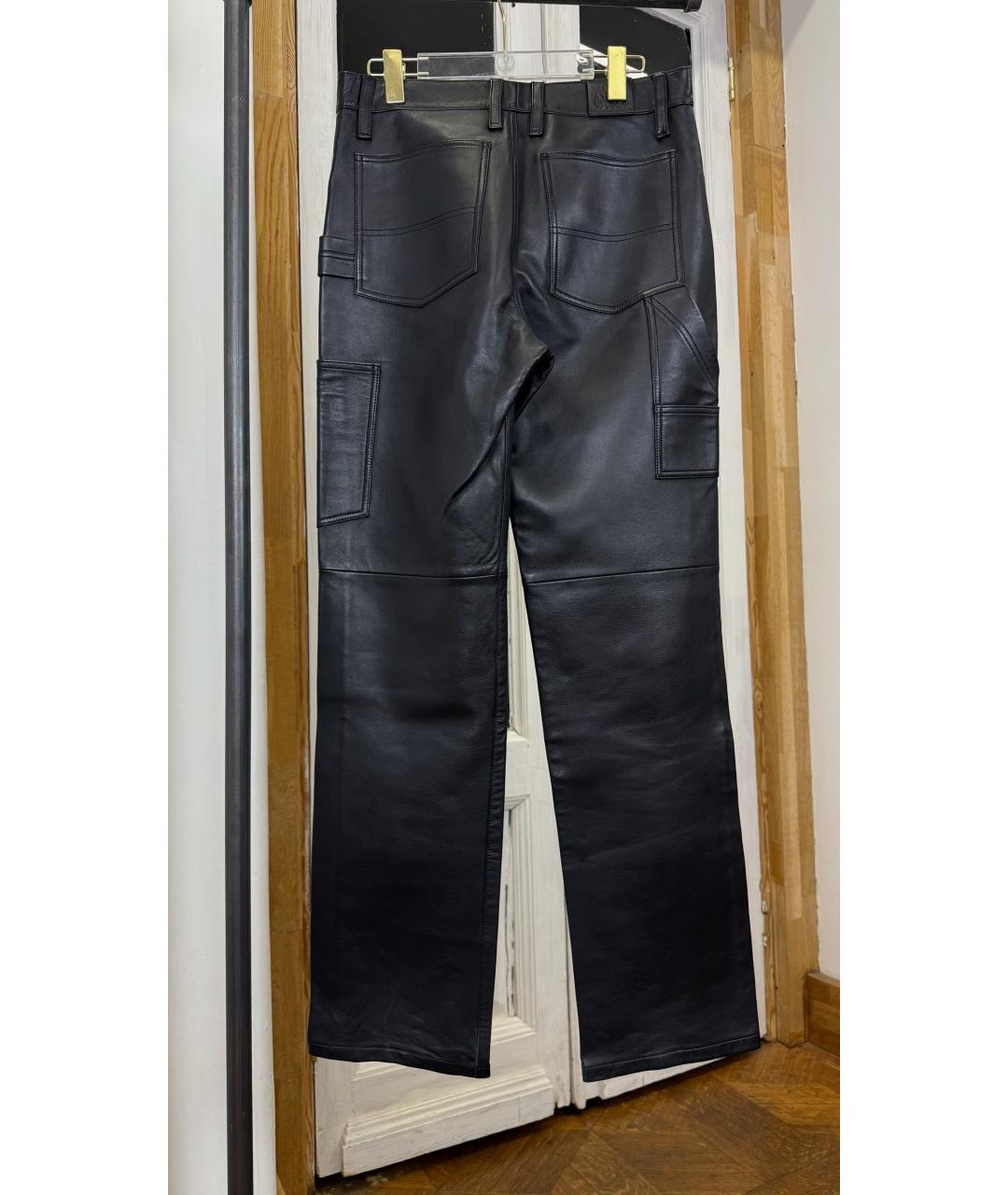 ALTUZARRA Черные кожаные брюки широкие, фото 2
