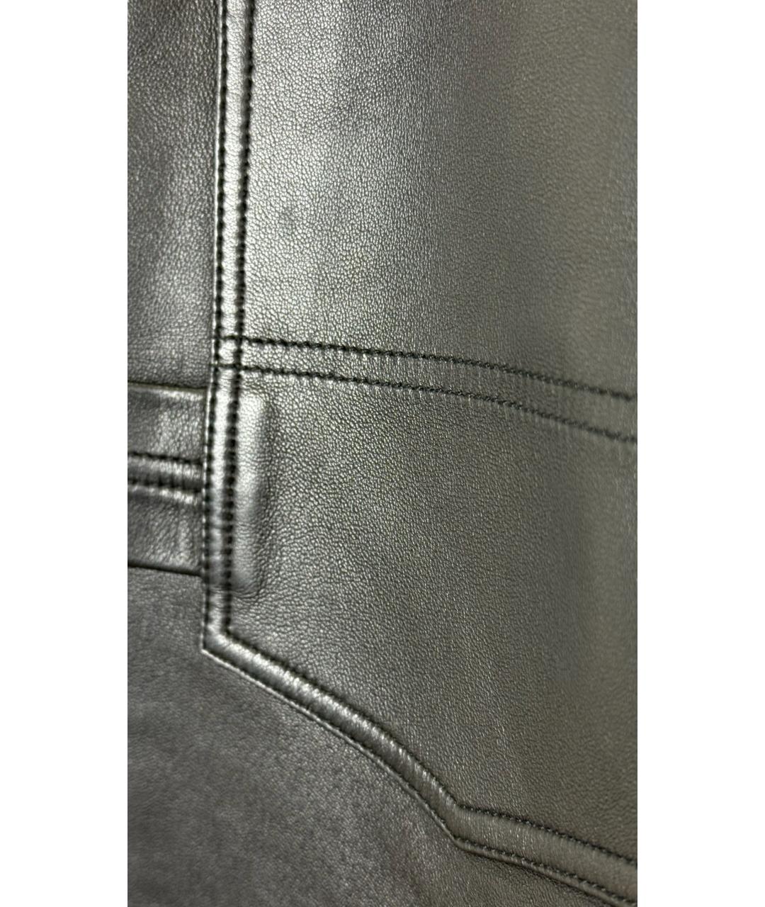 ALTUZARRA Черные кожаные брюки широкие, фото 5