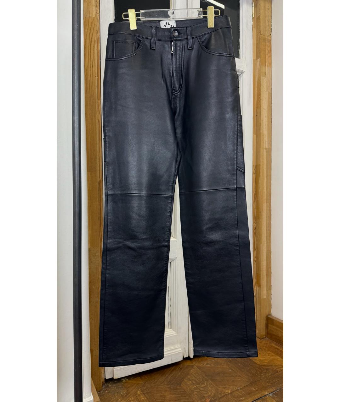 ALTUZARRA Черные кожаные брюки широкие, фото 6