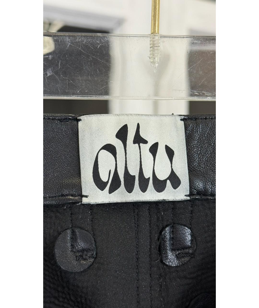 ALTUZARRA Черные кожаные брюки широкие, фото 3