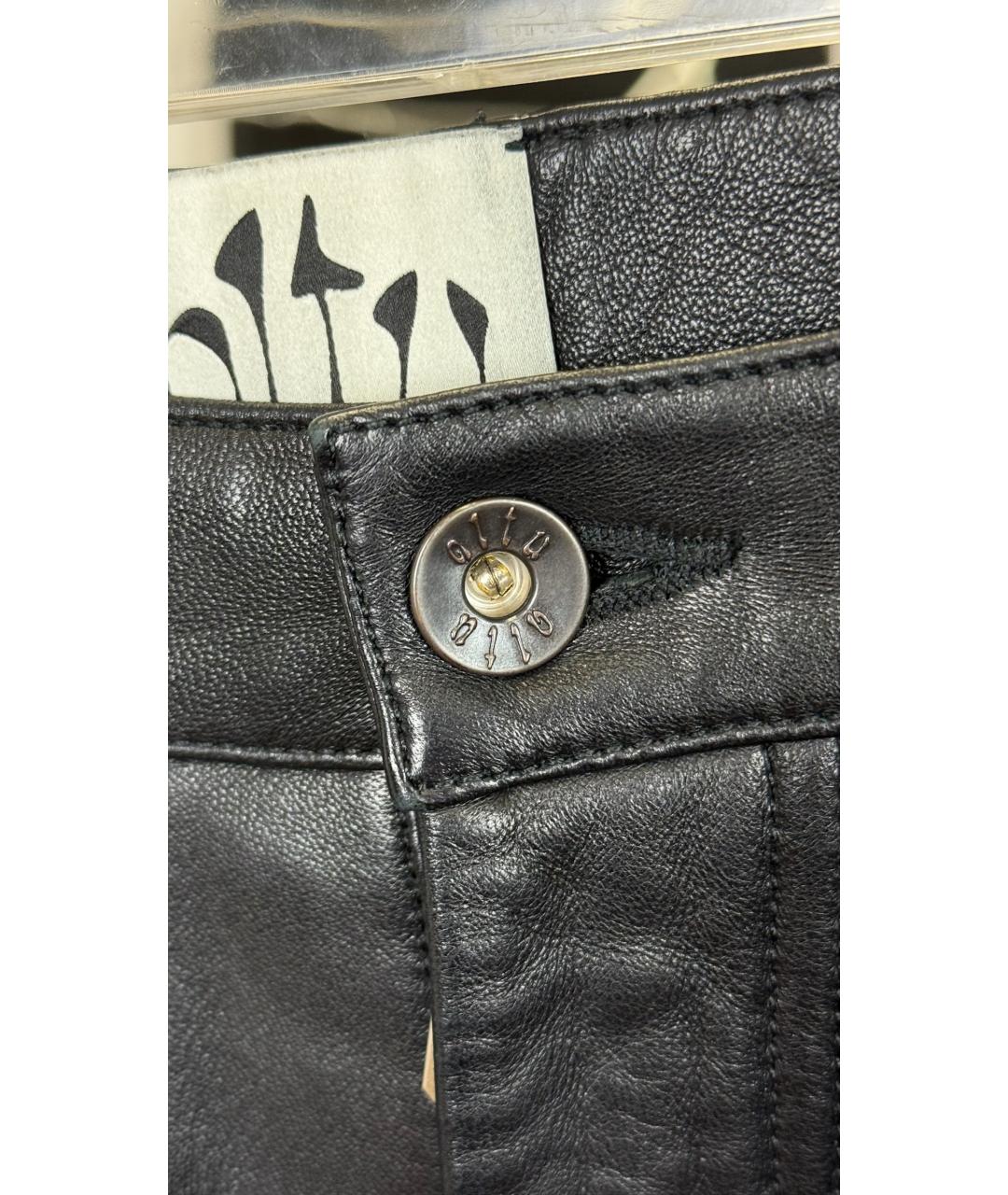 ALTUZARRA Черные кожаные брюки широкие, фото 4