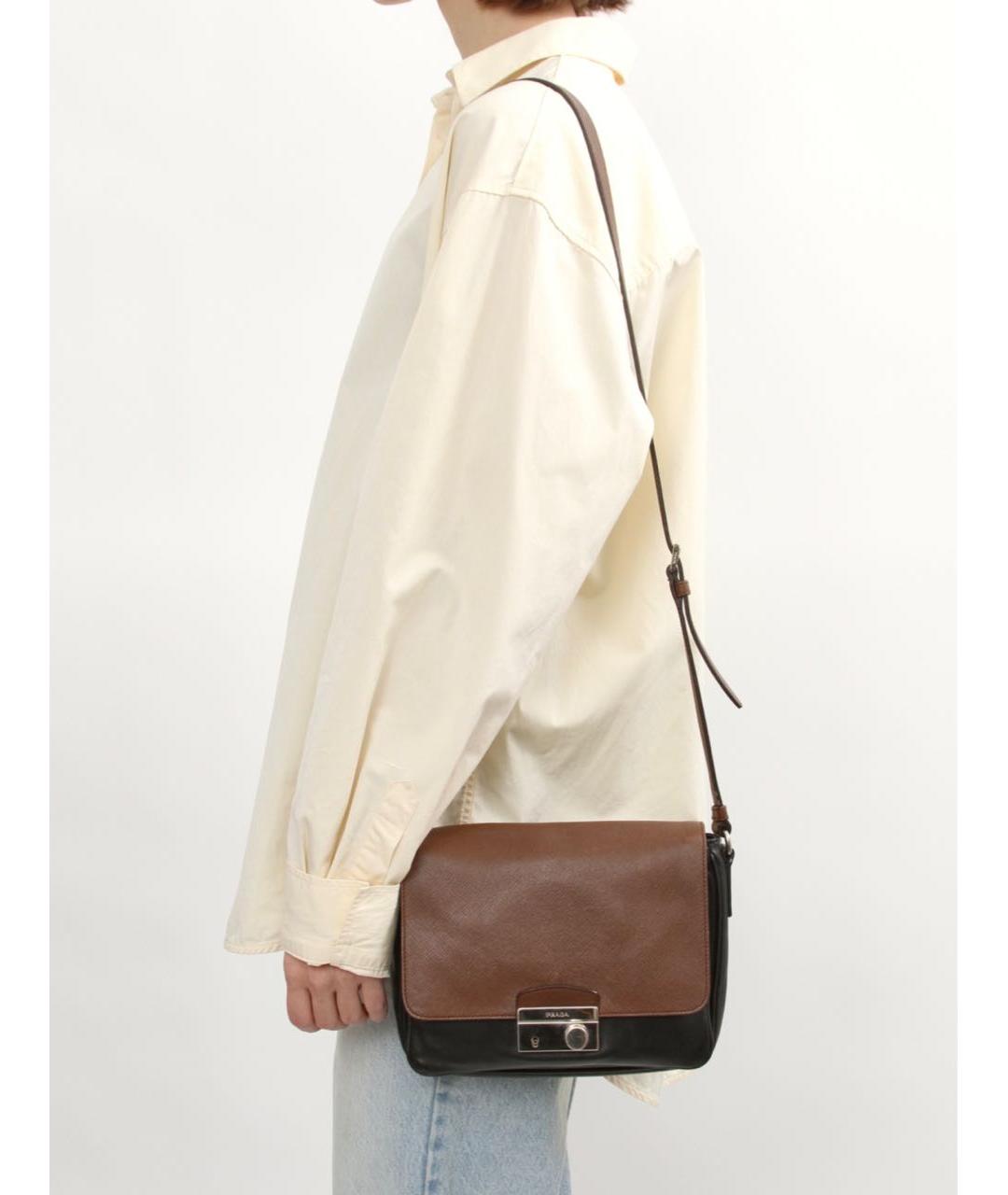 PRADA Коричневая кожаная сумка через плечо, фото 4