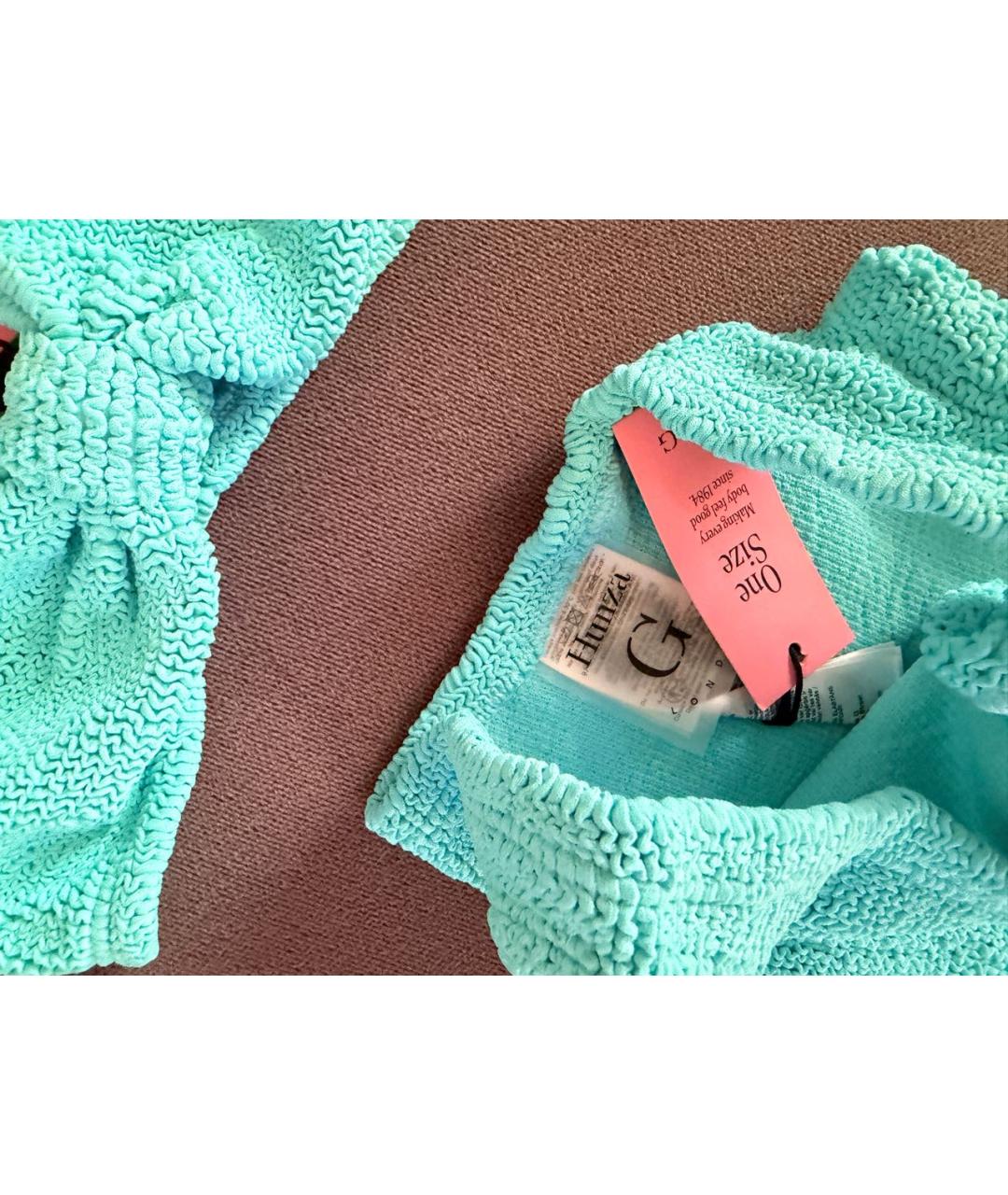 HUNZA G Бирюзовый полиамидовый купальник, фото 4