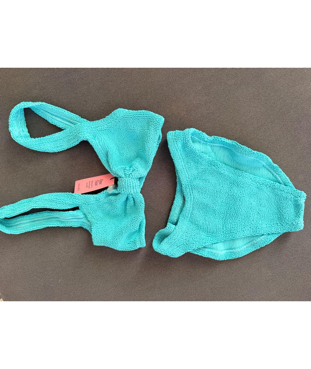 HUNZA G Бирюзовый полиамидовый купальник, фото 6