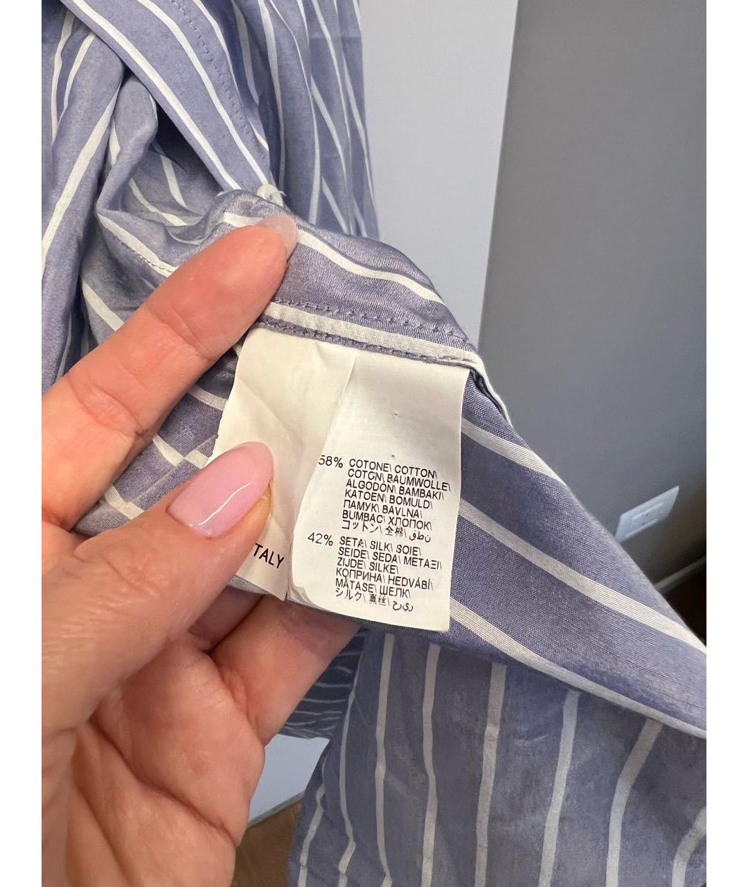 BRUNELLO CUCINELLI Голубая шелковая рубашка, фото 6