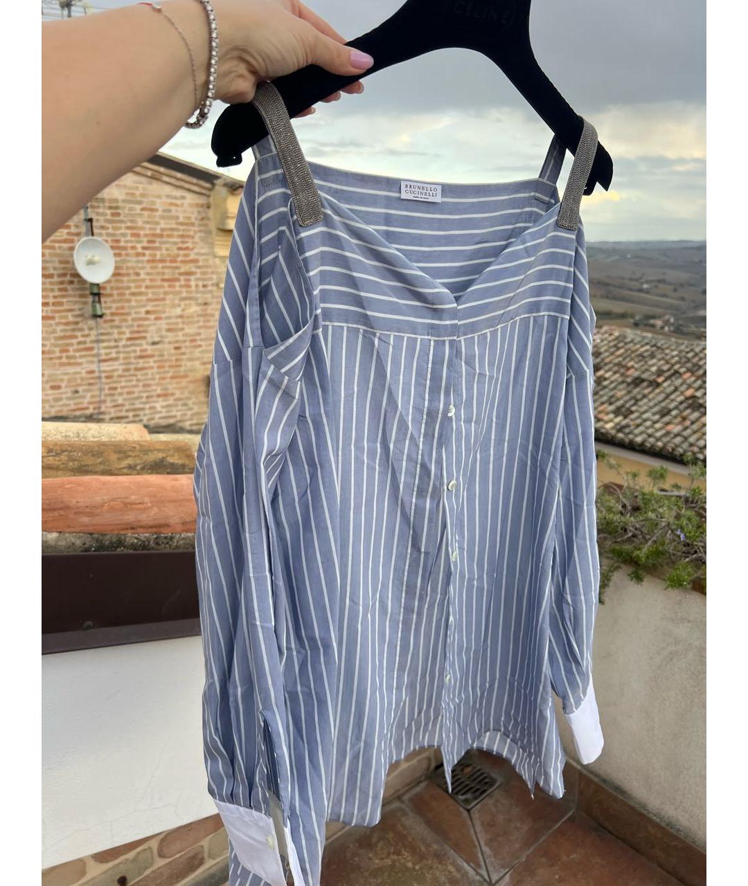 BRUNELLO CUCINELLI Голубая шелковая рубашка, фото 4