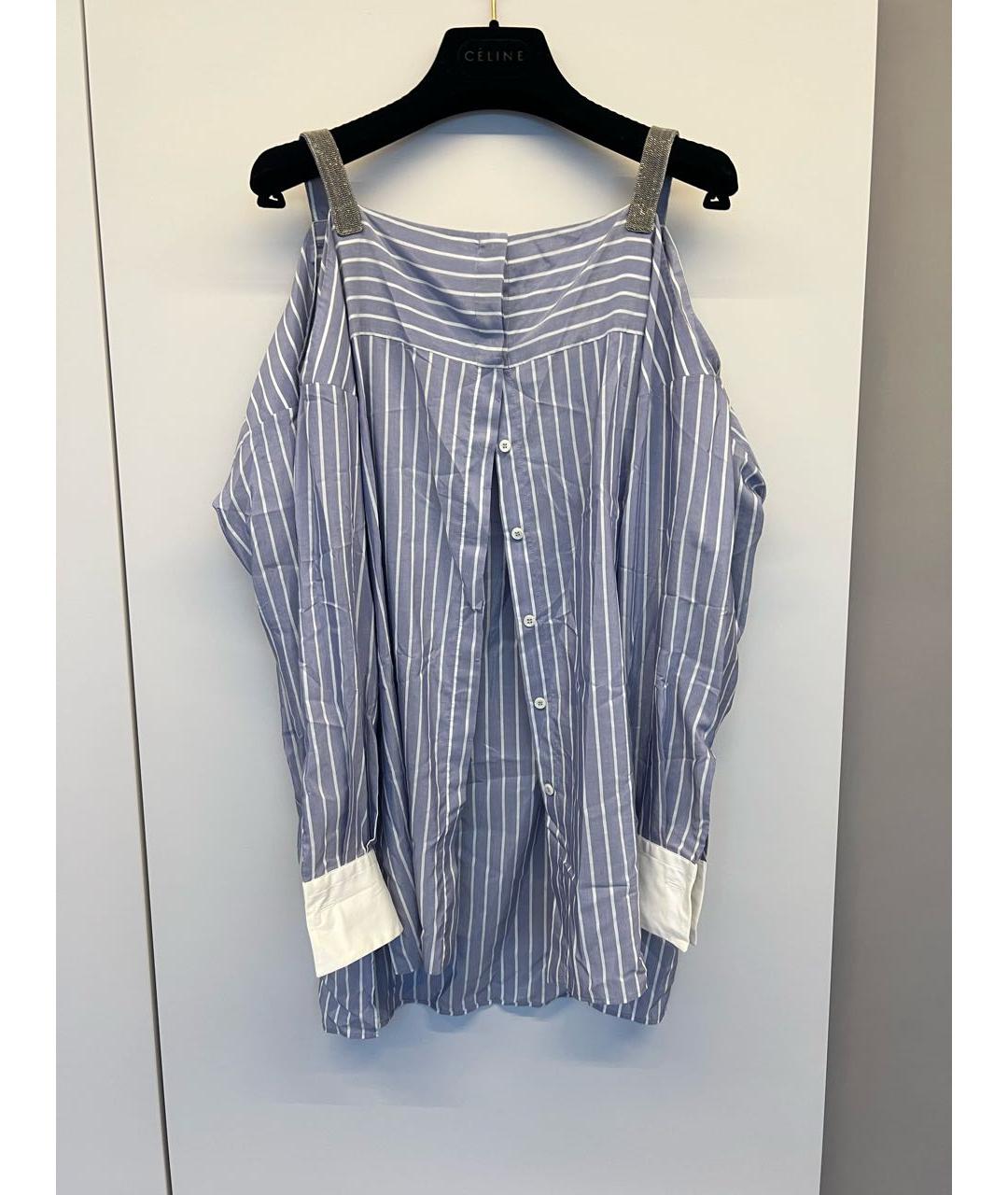 BRUNELLO CUCINELLI Голубая шелковая рубашка, фото 9